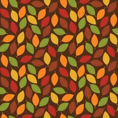 Wall Mural - Autumn leaves seamless pattern. Fall season wallpaper background