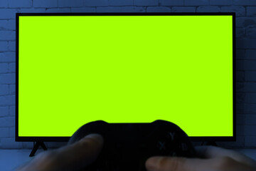 Sticker - TV with green screen for cropping with game controller