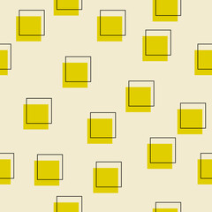 Poster - Yellow squares marker drawwn wallpaper. Vector and seamless sample.