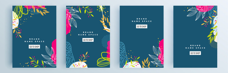 Modern abstract covers set, minimal covers design. Colorful geometric background, vector illustration.