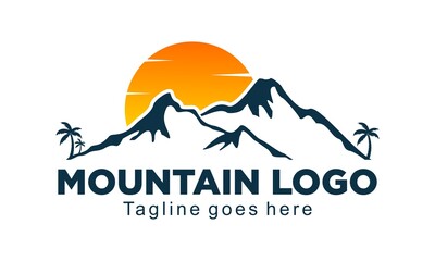 Wall Mural - Sunset mountain logo design