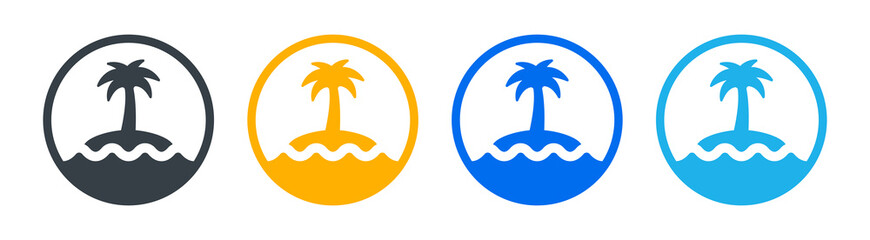 Palm tree island icon. Summer holiday concept