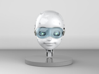 Poster - cute ai robot on grey backgeound