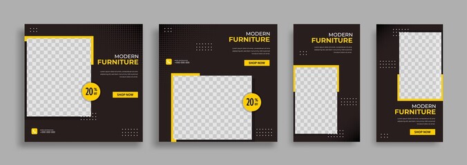 Wall Mural - Furniture Editable minimal square banner template with geometric shapes for social media post, story and web internet ads. Vector illustration