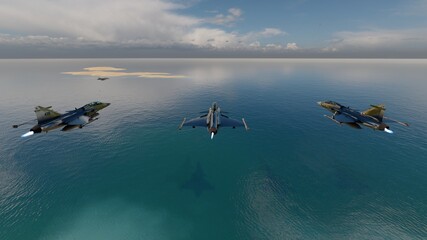 Poster - fighter jet at sea