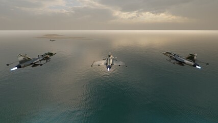 Poster - fighter jet at sea