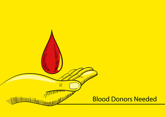 Wall Mural - hand holding a blood drop