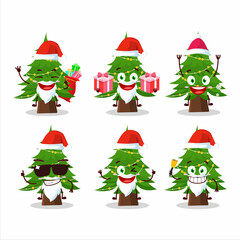 Wall Mural - Santa Claus emoticons with christmas tree cartoon character