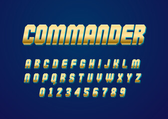 Fototapete - 3d chrome gold style vector font with uppercase and digit number