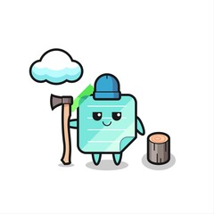 Character cartoon of sticky notes as a woodcutter