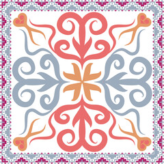 Poster - Colorful abstract graphic background. Tribal ethnic ornament. Scarf design. Frame.vector colored background. 