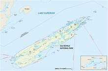 Vector Map Of Isle Royale National Park In Lake Superior, Michigan, USA 