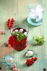 Wall Mural - drink with fresh red berry currant