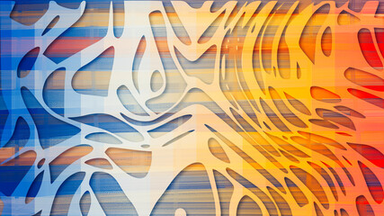 Poster - Abstract paper cut backdrop, pixel art pattern background. Random colorful mosaic, decor