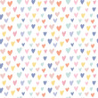 © Caelestiss - Cute simple childish seamless pattern with hand drawn watercolor rainbow colors hearts on white backdrop. Sweet vector background. Children textile, fabric, print, wrapping paper, texture, surface.