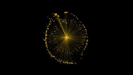 Poster - Abstract golden fiber optic fireworks endlessly flickering with lights on a black background.