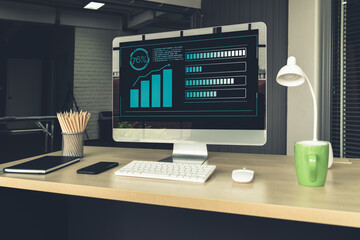 Poster - Business visual data analyzing technology by creative computer software