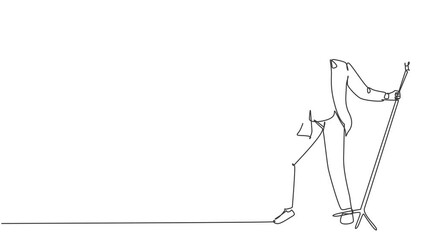 Poster - Animated self drawing of single continuous line draw young happy male pop singer holding microphone singing on music festival stage. Musician artist performance concept. Full length one line animation