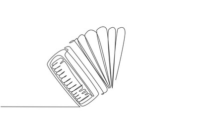 Poster - Animated self drawing of one continuous line drawing of classic accordion. Music instruments concept. Full length single line animation illustration.