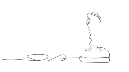 Poster - Animated self drawing of one continuous line draw retro old classic console video game joystick. Vintage arcade game controller item concept. Full length single line animation illustration.