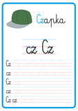 Plansza do nauki pisania liter alfabetu, litera cz