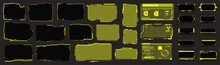 Yellow Hud Frames, Board. Digital Futuristic Hud Interface Panels, Hologram High Tech Screen. Futuristic Technology Interface Frame, Sci-fi Military Device Concept. Modern Windows. Vector Illustration