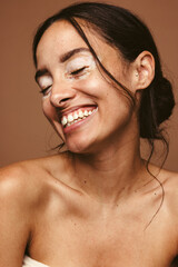 Wall Mural - close up of woman with vitiligo