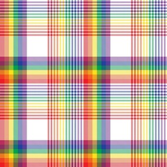 Canvas Print - Rainbow Plaid Tartan Checkered Seamless Pattern