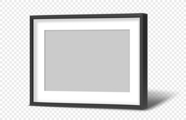 Poster - Black modern horizontal photo frame on transparent background