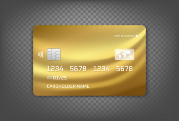 Aufkleber - Golden VIP card with world map vector mockup isolated on transparent background