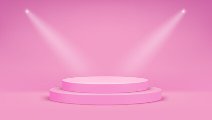 Aufkleber - Bright pastel pink studio with corcle ledder