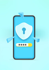 Aufkleber - Security password entering concept. 3d style vector illustration