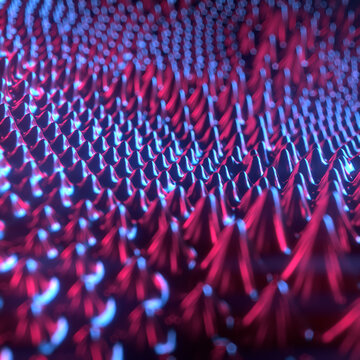 3d rendering digital illustration of multi colored shiny ferromagnetic fluid with depth of field. Luxury design template