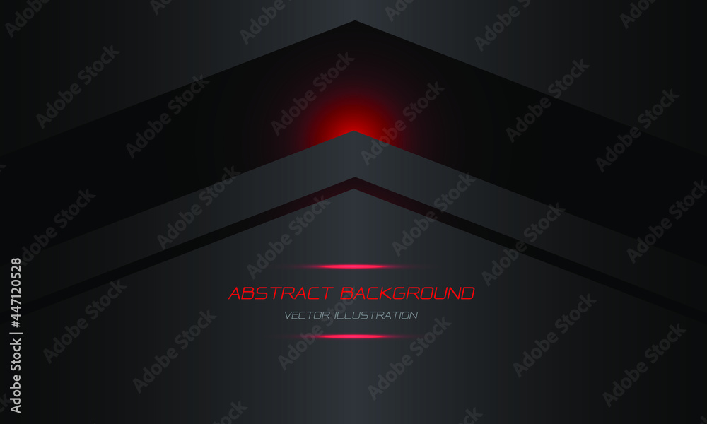 Abstract red black arrow on dark grey metallic blank space design modern futuristic technology background vector illustration. - obrazy, fototapety, plakaty 