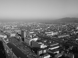 Poster - Aerial view of Turin in black and white