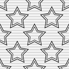 Poster - Simple empty stars and striped wallpaper. Vector repeated stars wallpaper.
