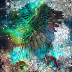 Wall Mural - modern dark art. angel wings