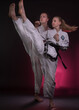 Taekwondo, Kampfkunst, junges Paar beim Taekwondo Training