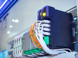 Poster - automation equipment concept. network equipment at enterprise. enterprise automation. server equipme