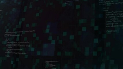 Poster - Digital cyberspace futuristic background with data network and line codes. Motion. Technology and artificial intelligence abstract background, seamless loop.