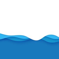 Wall Mural - Blue abstract background in paper cut style. Layers of paper wavy water for World Oceans Day 8 June. Vector Earth posters template, ecology brochures, presentations, invitations with place for text.