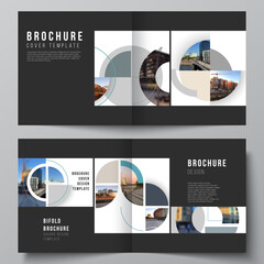 Canvas Print - vector layout of two covers templates for square design bifold brochure, flyer, cover design, book, 