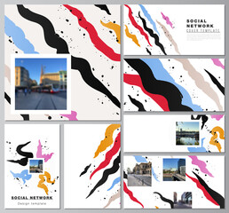 Poster - Vector layouts of social network mockups for cover design, website design, website backgrounds or advertising mockups, creative agency, corporate, business, portfolio, pitch deck, startup.