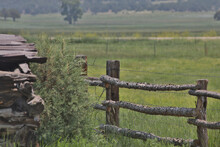 Old Wooden Fence And Pasture