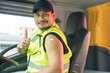 © Nuad Contributor - happy smiling Asian man truck driver show shoulder get vaccine Immunity prevent Covid-19