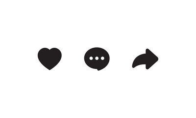 Poster - Like, Comment, and Share. Icon Set of Streaming Video App. Vector Illustration