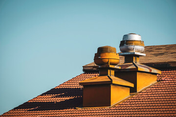 Wall Mural - Old roof and chimney on restaurant