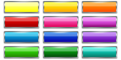 Fototapete - plastic colored buttons in modern style. Blank shiny colored buttons. Banner web buttons. Vector illustration.