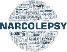 Narcolepsy Vector Illustration Word Cloud Isolated On A White Background.