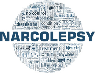 Narcolepsy vector illustration word cloud isolated on a white background.